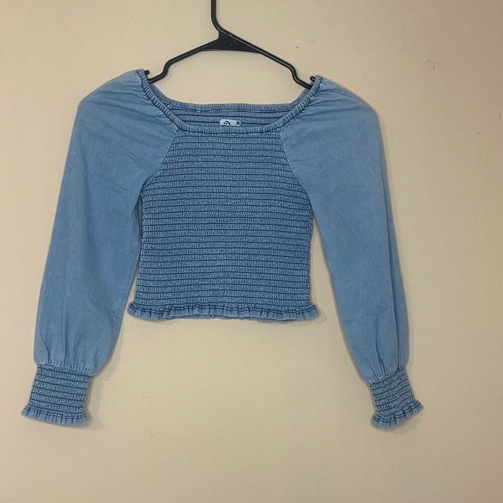 Jordache girls smocked denim top size medium 7/8